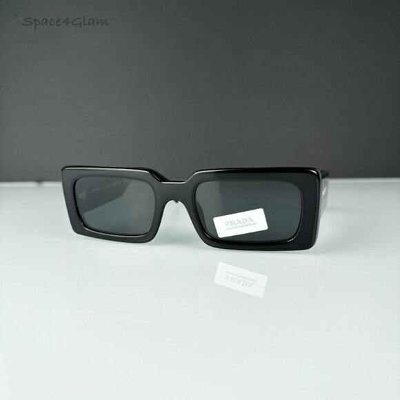 BRAND NEW Prada PRA07S 1AB5S0 Black Grey Cat Eye Rectangle Sunglasses PR A07S - Picture 3 of 6
